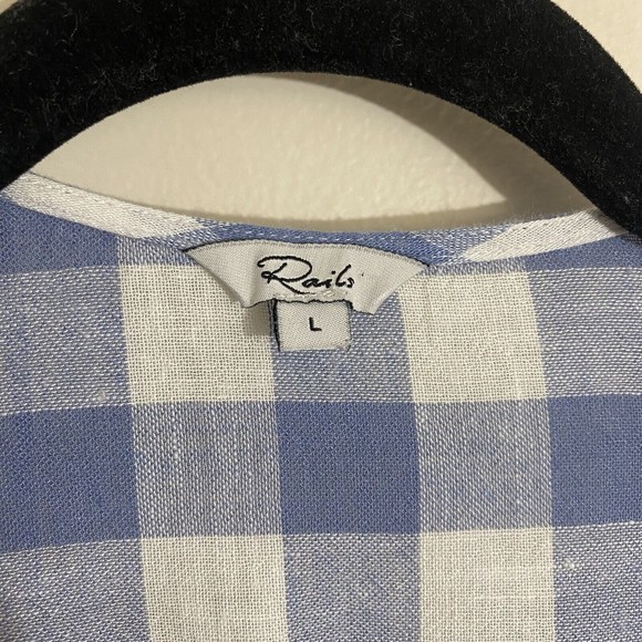RAILS Brigitte dress periwinkle check blue white gingham wrap dress size large - Picture 6 of 8